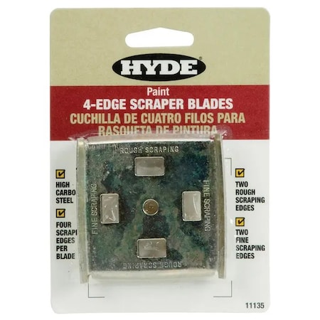 Hyde 2-1/2" Lifetime 4-Edge Replacement Scraper Blade, PK 2 11135